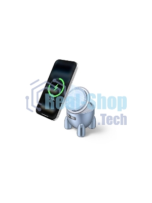Магнитное зарядное устройство UGREEN W713 (65300) UNO 2-in-1 Magnetic 25W Wireless Qi2 Charger. Цвет: серебристо-голубой