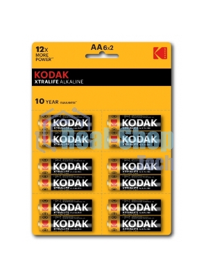 Батарейки Kodak LR6-12BL perforated (6x2BL) XTRALIFE Alkaline KAA-2x6 perf (144/576/18432) (цена за 1 шт)