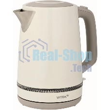 Чайник электрический Vitek VT-WK1066 1.7л. 2200Вт бежевый/коричневый корпус: металл/пластик