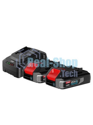 Набор аккумулятор и зарядное устройство Deli DE-CM20A2E (2АКБ 20V 2А*ч + ЗУ 2A, 20V)