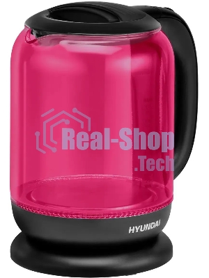 Чайник электрический Hyundai HYK-G4808 1.8 л, 2200 Вт, малиновый/черный (корпус: стекло)