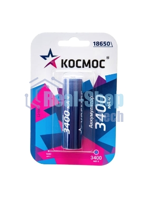 Аккумулятор Космос 18650 Li-ion 3400 мАч без защиты (блист.1шт)