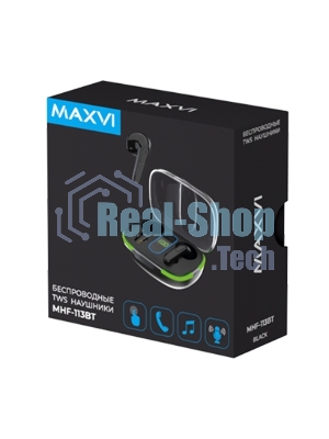 Беспроводные наушники Maxvi MHF-113BT черные TWS\LCD\Sensor\200мАч\5.3\кабель Type-C