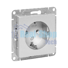 Механизм розетки EKF UP1-SOA-110 16А, с заземлением, без шторок, алюминий Эпика