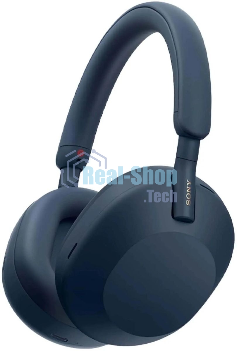 Беспроводные/проводные наушники Sony WH-1000XM5 синий, полноразмерные, Bluetooth + проводной, активное шумоподавление, до 30 ч