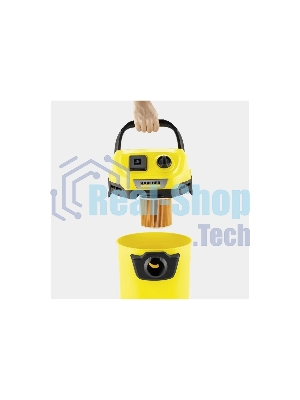Строительный пылесос Karcher WD 3 P V-17/4/20 Workshop желтый, 1000 Вт, уборка сухая/сбор воды/выдув, пылесборник мешок/контейнер, 17 л