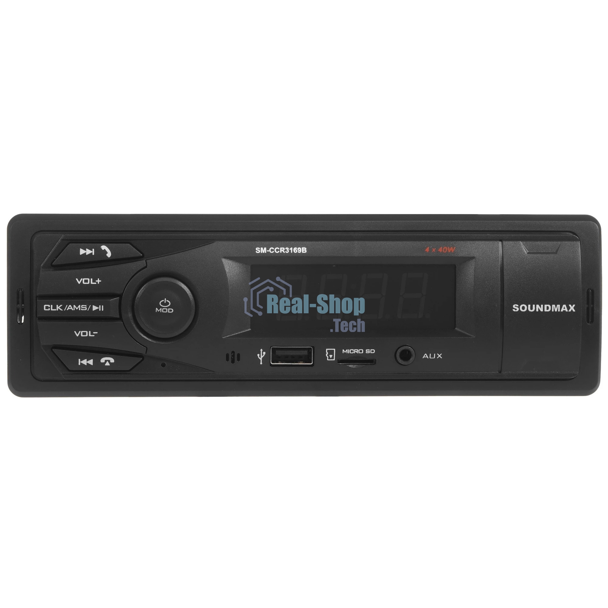 Автомагнитола Soundmax SM-CCR3169B, 1 DIN, Bluetooth, USB Type-A, AUX