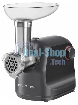 Мясорубка электрическая Polaris PMG1872 RUS серый, 1800 Вт, 2.0 кг/мин, реверс, защита от перегрузки, насадки - 4