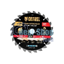 Пильный диск по дереву Denzel ф250 х 30 мм, 24 зубьев
