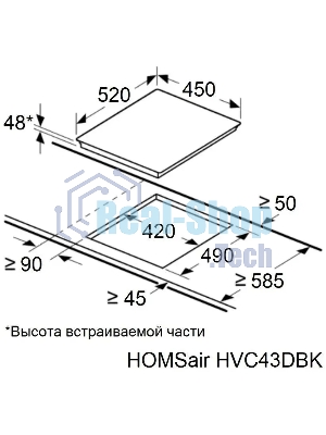 Электрическая варочная панель HOMSair HVC43DBK Hi-Light, независимая, черный
