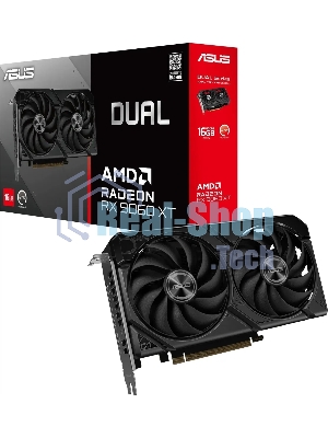 Видеокарта Asus PCI-E 5.0 DUAL-RX9060XT-16G AMD Radeon RX 9060XT 16Gb 128bit GDDR6 2550/20000 HDMIx1 DPx2 HDCP Ret