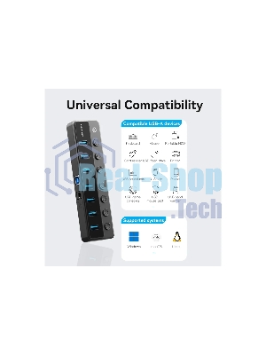USB-концентратор Vention CHXB0, USB 3.0, USB 7 портов, USB