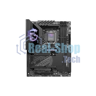 Материнская плата MSI MPG Z890 CARBON WIFI, LGA 1851, Intel Z890, 4xDDR5, 4xSATA, 5xM.2, 1xPCI-E 5.0 x16, 1xPCI-E 5.0 x8, 1xPCI-E 4.0 x4, 1xHDMI, 2xUSB-C Thunderbolt 4, 1xUSB-C 3.2 Gen 2, 10xUSB-A 3.2 Gen 2, 2x 5Gb LAN, 2x3.5 мм, 7.1, ATX