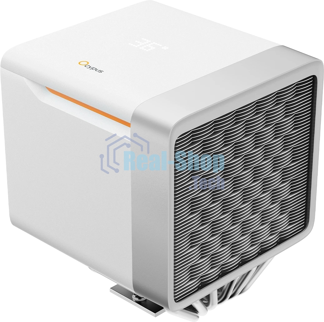Кулер для процессора CPU Cooler Ocypus Delta A62 EX WH Digital (250W, 4-pin PWM, LED temp., 160mm, Al/Cu, 6x6mm, 2x120mm, 70CFM, 31dBA, 1800RPM, S: 1851/1700/1200/115X, AM5/AM4, white)
