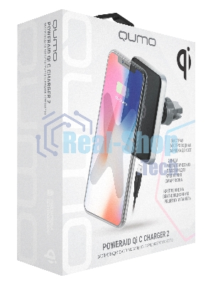 Автомобильное беспроводное зарядное устройство Qumo PowerAid Qi C Charger V2 (Charger 0009), 10 Вт, 1 контур