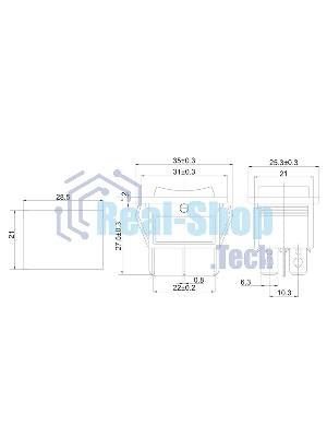 Выключатель клавишный Rexant 250V 15А (6с) (ON)-OFF-(ON) черный с нейтралью Б/Фикс