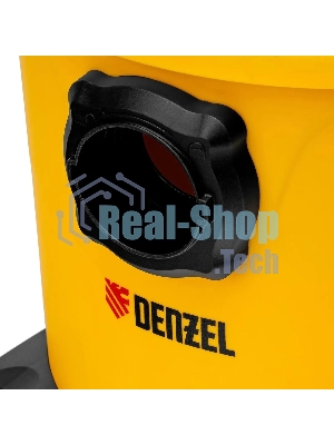 Строительный пылесос Denzel RVC20 желтый, 1400 Вт, уборка сухая/сбор воды/выдув, пылесборник мешок/контейнер, 20 л
