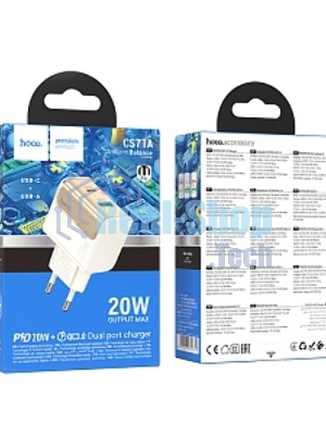 Сетевое зарядное устройство HOCO CS71A 1USB+1Type-C 3.0A PD20W+QC3.0 белый