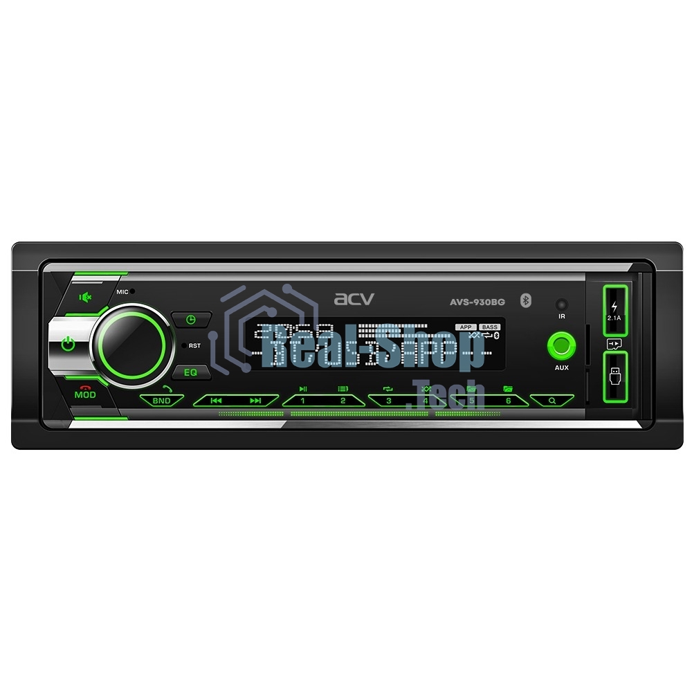 Автомагнитола ACV AVS-930BR, 1 DIN, Bluetooth, USB Type-A, AUX, пульт ДУ