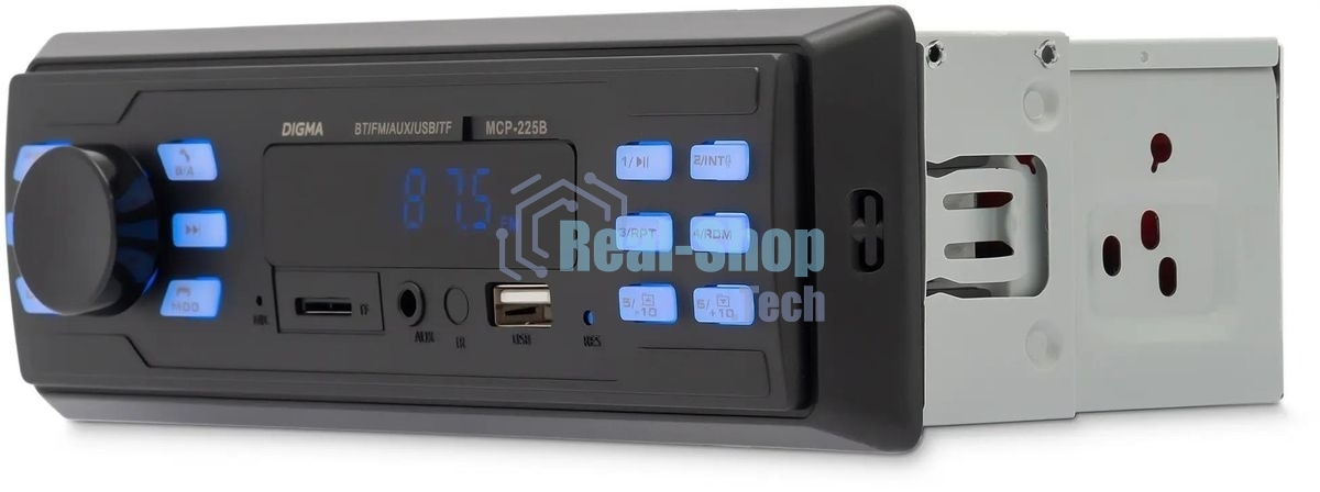 Автомагнитола Digma MCP-225B, 1 DIN, Bluetooth, USB Type-A, AUX