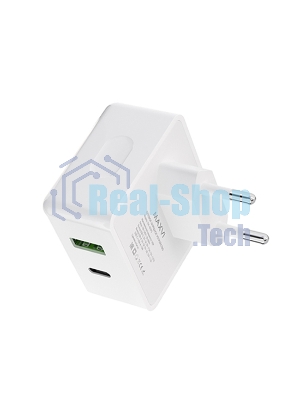 Сетевое зарядное устройство Maxvi CHL-603PD Type-C\USB 30W 6A (3A+3A) PD QC3.0, белый