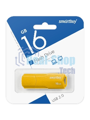 Флешка USB Smartbuy CLUE Yellow (SB16GbCLU-Y), 16Gb, USB 2.0, R/W 25/15, желтый