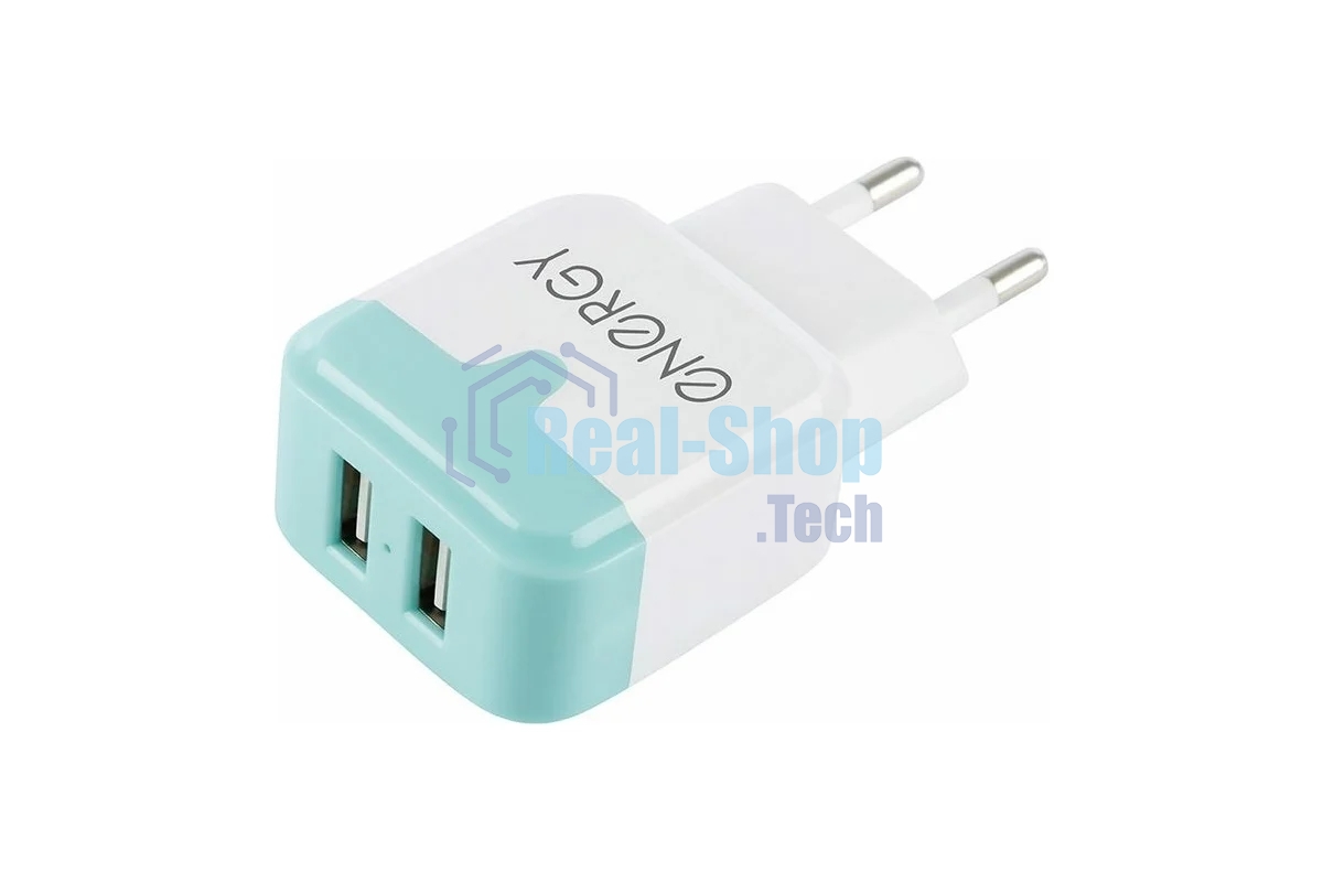 Сетевое зарядное устройство ENERGY ET-33, 2 USB разъема, 2,1А, белый (104291)