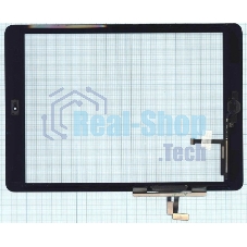 Сенсорное стекло (тачскрин) для iPad Air (A1474, A1475, A1476), черное с кнопкой OEM
