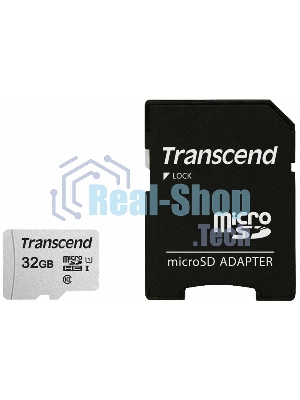 Флеш карта Micro SecureDigital 32Gb Transcend TS32GUSD300S-A MicroSDHC Class 10 UHS-I, SD adapter
