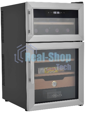 Винный шкаф-хьюмидор ZÜGEL ZTH80DX черный, 70 л, 2 отсека, 8 бут.