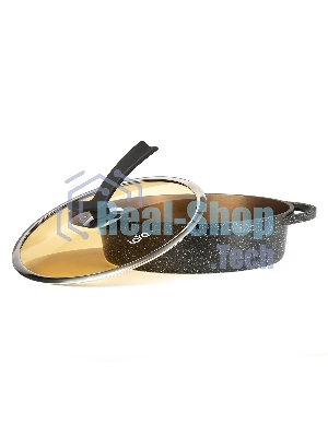 Сотейник Lara LR02-234 серия Orlean 28 см, 4.5 л, мрамор, Bronze, капсульное индукционное дно, крышка