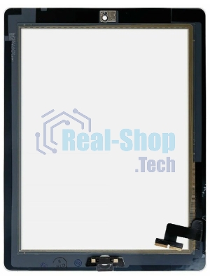 Сенсорное стекло (тачскрин) для iPad 2 (A1395, A1396, A1397), черное с кнопкой OEM
