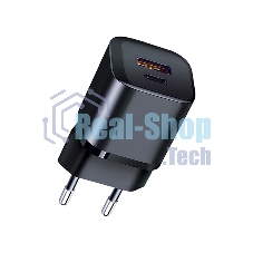 Сетевое зарядное устройство Qumo Energy PD 20W (Charger 0071), два порта: Type-C PD + USB-A QC3.0, черный