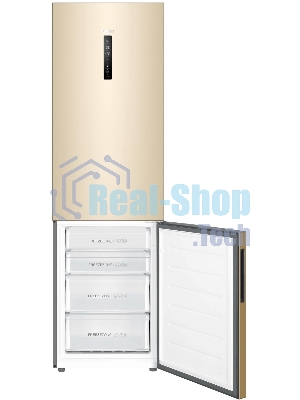 Холодильник Haier C4F640CGGU1 золотистый двухкамерный 285/115л морозилка снизу, No Frost