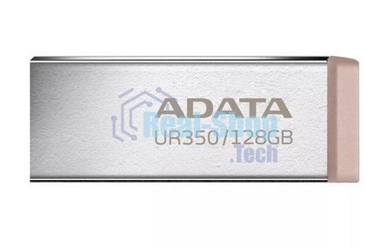 Флешка USB ADATA UR350 (UR350-128G-RSR/BG), 128Gb, USB 3.2, R/W 100/15, серебристый/коричневый