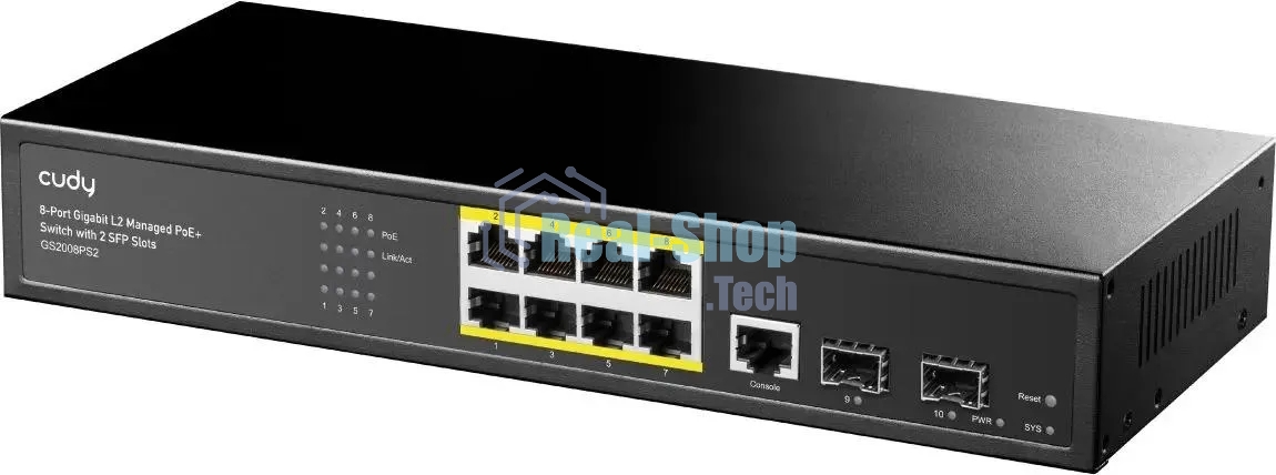 Коммутатор Cudy GS2008PS2, 8×1 Гбит/с, 2×1 Гбит/с SFP