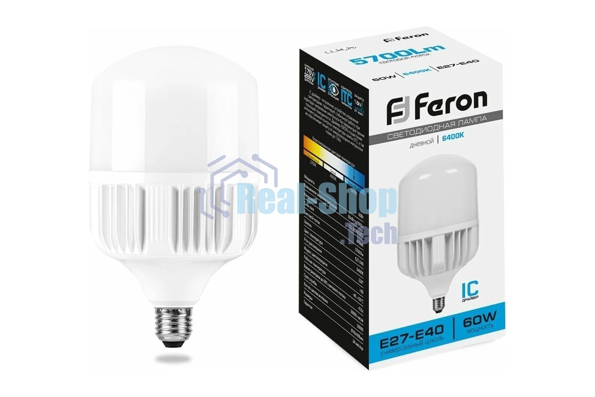 Лампа светодиодная Feron LB-65 60Вт Е27/Е40 дневной