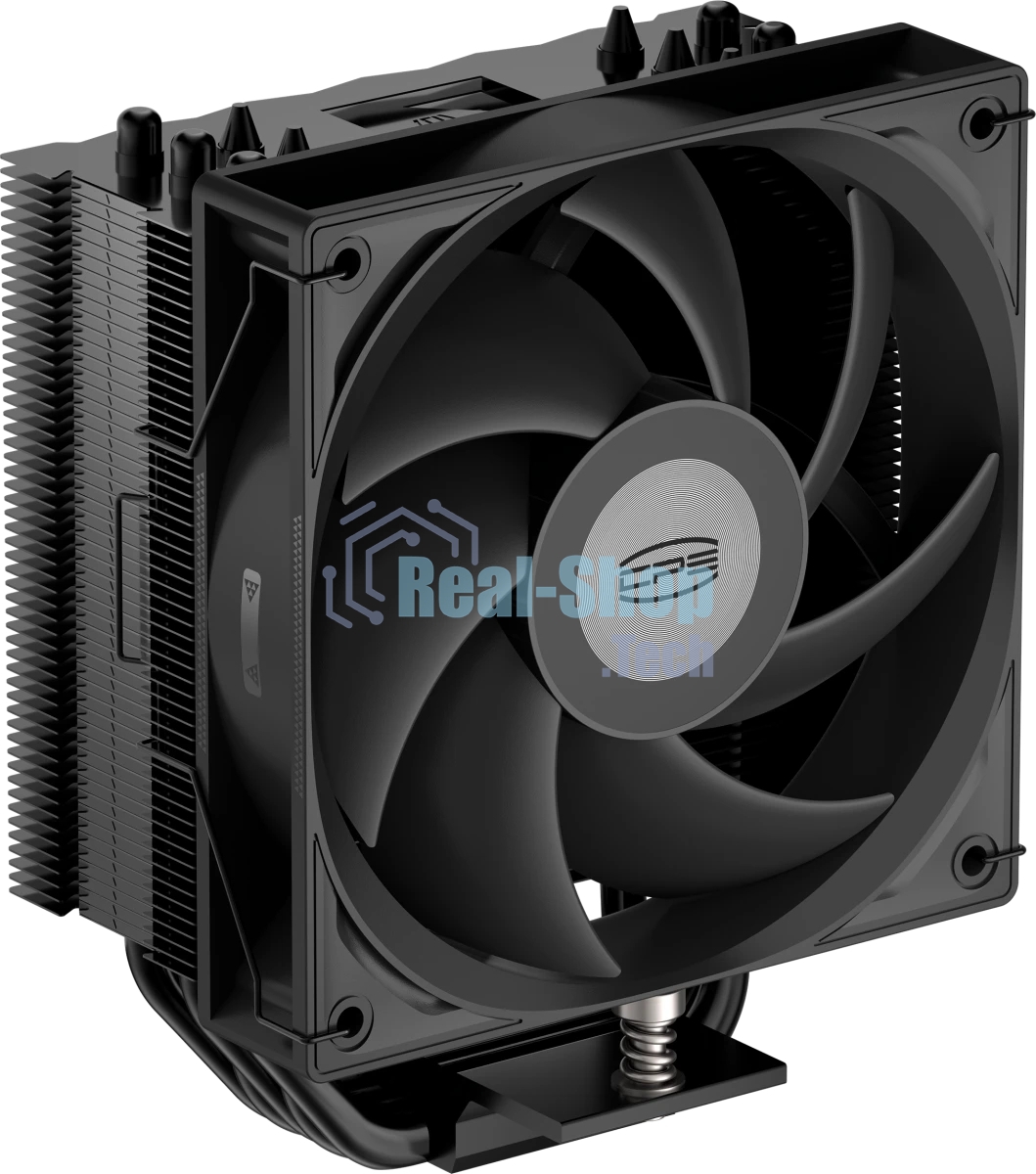 Кулер для процессора PCCooler RT500 BK (240W, 4-pin PWM, LED temp., 152мм, Al/Cu, 5x6мм, 1x120мм, 73.32CFM, 34.9dBA, 2200RPM, S: 1851/1700/1200/115X, AM5/AM4, черный)