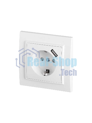 Розетка EKF Минск ERR16-028-100-USB 1-местная СП с/з с защитными шторками 16А белая с USB 1А