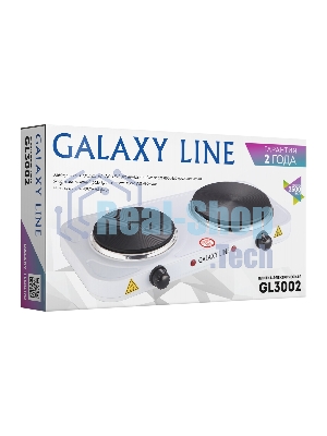 Плита настольная электрическая Galaxy Line GL3002 белый, 2.5 кВт, ТЭН, конфорки - 2, эмаль, поворотные переключатели
