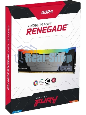 Оперативная память Kingston Fury Renegade, DDR4, 16Gb (2x8GB), 4600MHz, CL19, DIMM, с радиатором, RGB, черный/серебристый