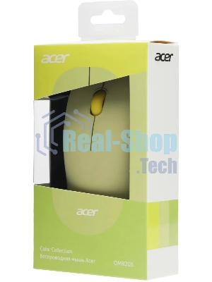Мышь беспроводная Acer OMR205 зеленый/желтый, 1200 dpi, радиоканал, USB, кнопки - 3