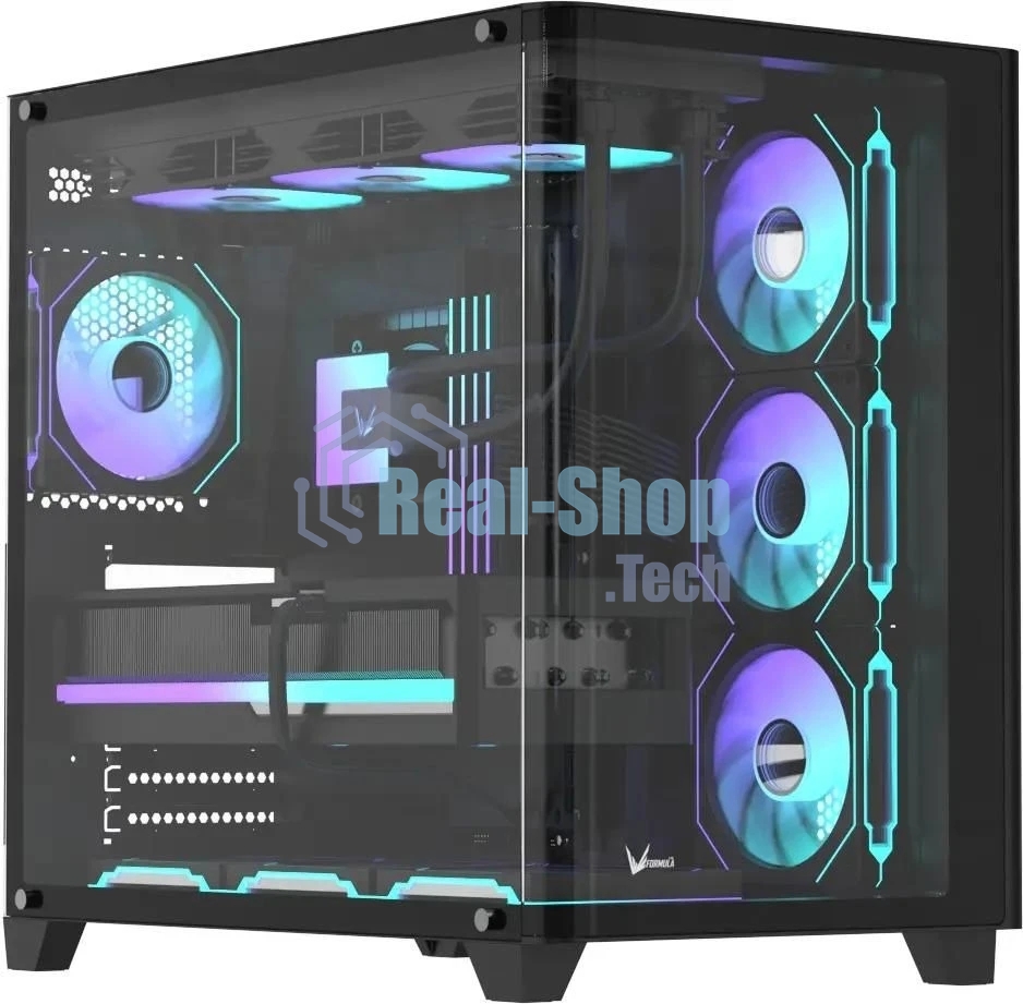 Компьютерный корпус AeroCool/Formula Crystal U2 Floe черный без БП ATX 1xUSB 2.0 1xUSB 3.0 1xUSB3.1 audio bott PSU