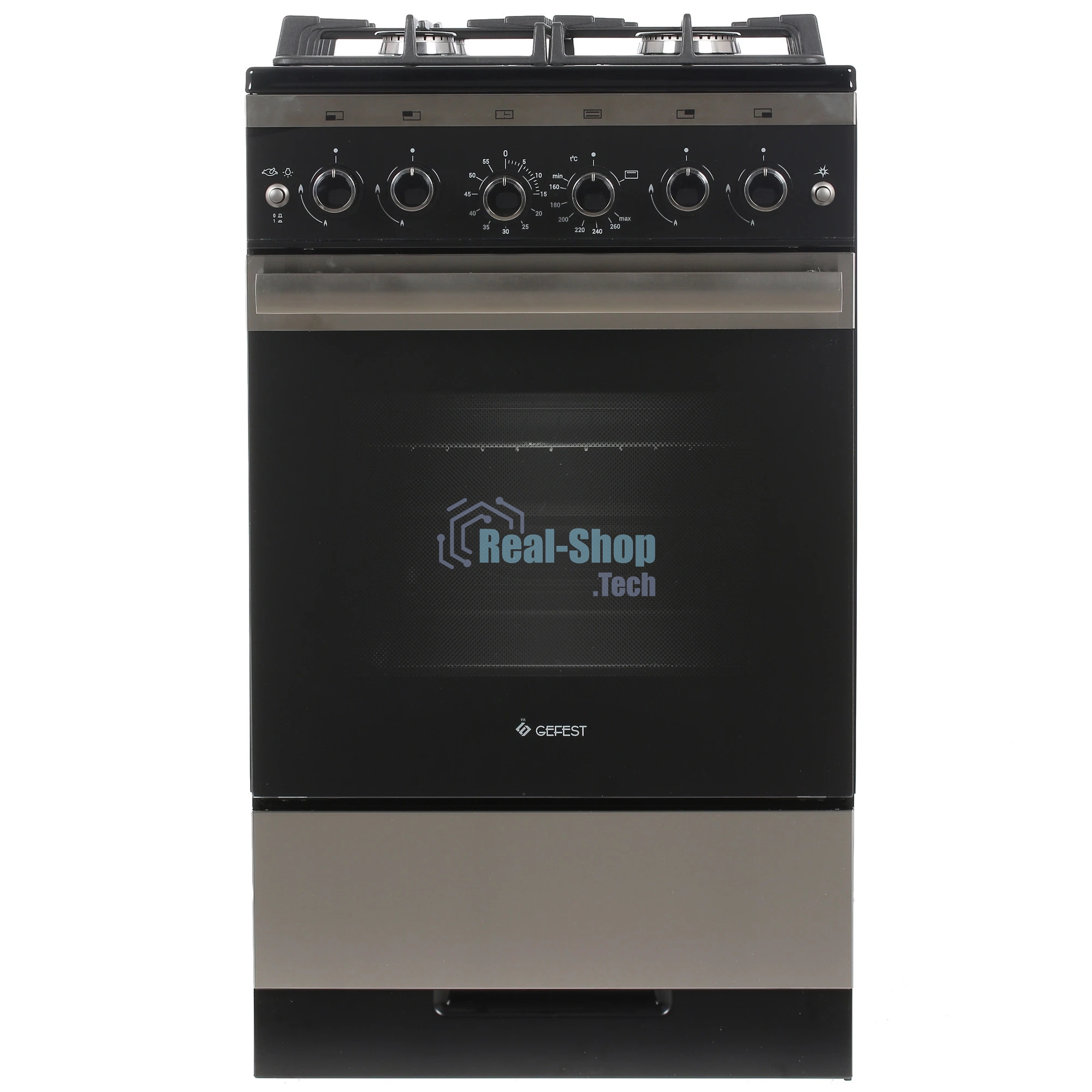 Плита газовая Gefest 5500-02 0069 серебристый/черный, конфорок 4 шт, духовка 52 л, 50 см x 85 см x 58.5 см