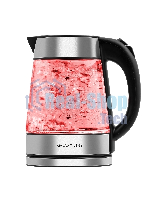 Чайник электрический Galaxy Line GL 0561, стекло, 2200 Вт, 1.7 л, многоцветная LED-подсветка, съемный фильтр, корпус из термостойкого стекла