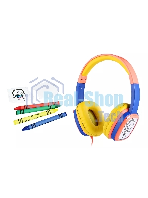 Проводные наушники Harper KIDS HN-302 оранжевый/синий, накладные, проводной
