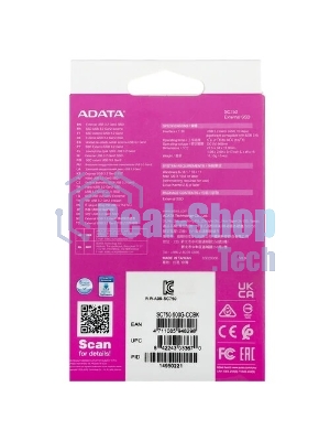 Внешний SSD ADATA SC750, 500Gb, USB 3.2 Gen 2 Type-C, R/W 1050/1000, черный