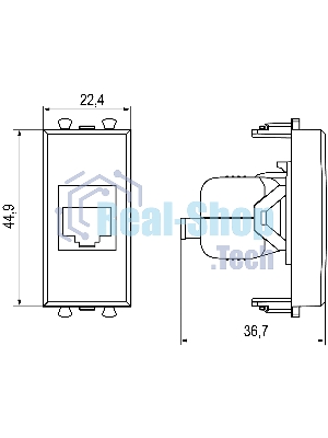 Розетка компьютерная DKC 4400661 1 модуль, Avanti 