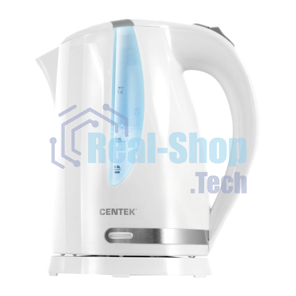 Электрочайник Centek CT-0040 белый, 1.8 л, 2200 Вт, скрытый нагревательный элемент