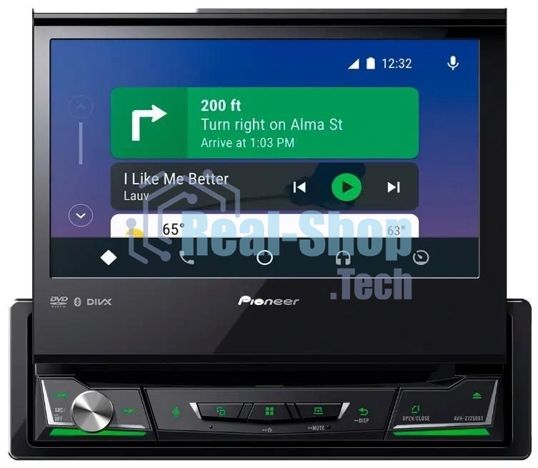 Автомагнитола Pioneer AVH-Z7250BT, 1 DIN, CD, Bluetooth, USB Type-A, AUX, CarPlay, пульт ДУ, съёмная панель